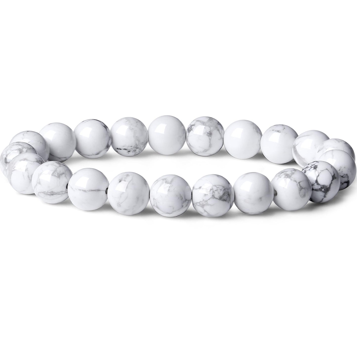 Cryhand Handmade 8mm Beaded Bracelets For Men Protection Bracelet For Women Chakra Feng Shui Stretchy Handmade Lucky Money Stretchy Crystal Bracelets Best Gifts (Howlite)