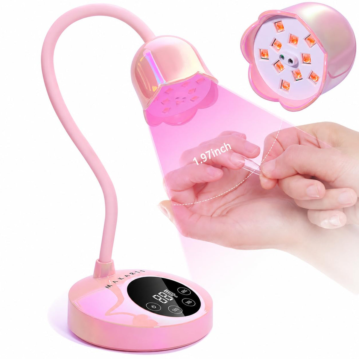 Makartt Cordless Mini UV LED Nail Lamp, 10s Flash Cure Nail Lamp for Gel Polish, 30mW/cm² Rechargeable Gooseneck UV Light Nail Dryer with Auto Sensor & 4 Timers, Portable for Daily Manicure & Travel