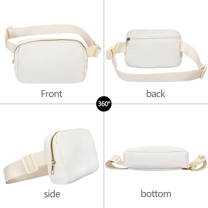 VOROLO Fanny Pack For Women And Men Crossbody Bag Belt Bag with Adjustable Strap Graduation Gifts Off White