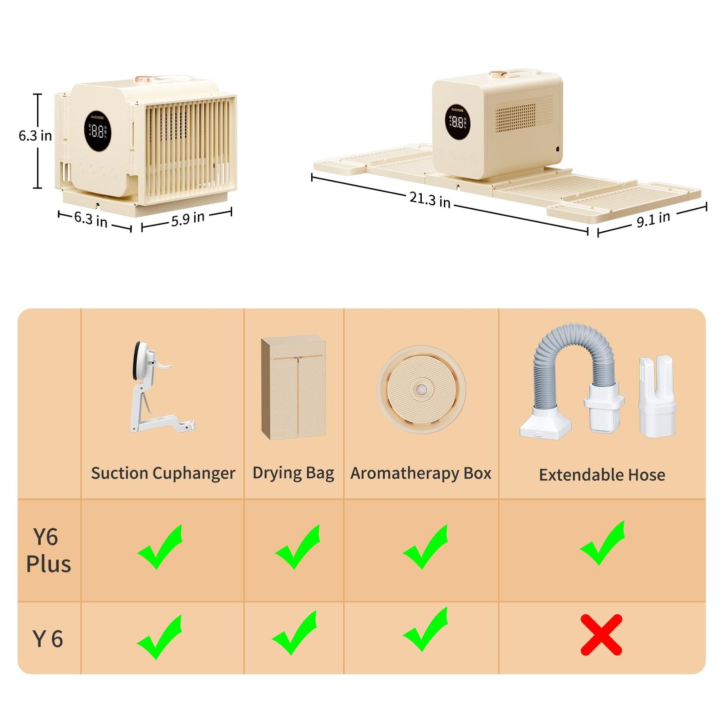 Alichome Y6 Plus Portable Clothes Dryer, 850W Travel Mini Dryer for Clothes, Foldable Portable Dryer Machine for Apartments RV Home, Small Compact Electric Dryers for Clothes Underwear Baby Socks