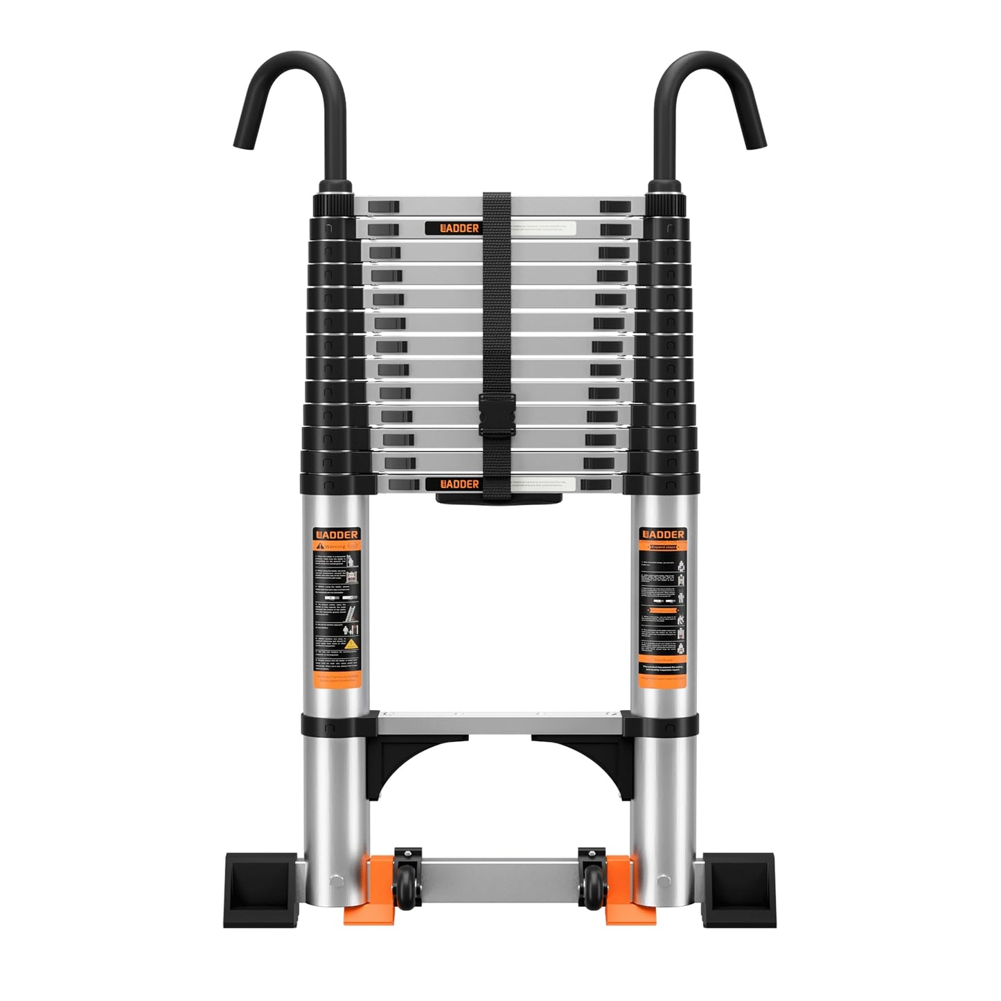 Telescoping Ladder,Aluminum Ladder with stabilizer bar,Lightweight Multi-Purpose Extension Ladder,Heavy Duty 330lbs Max Capacity,Collapsible for RV or Outdoor (16.5FT)
