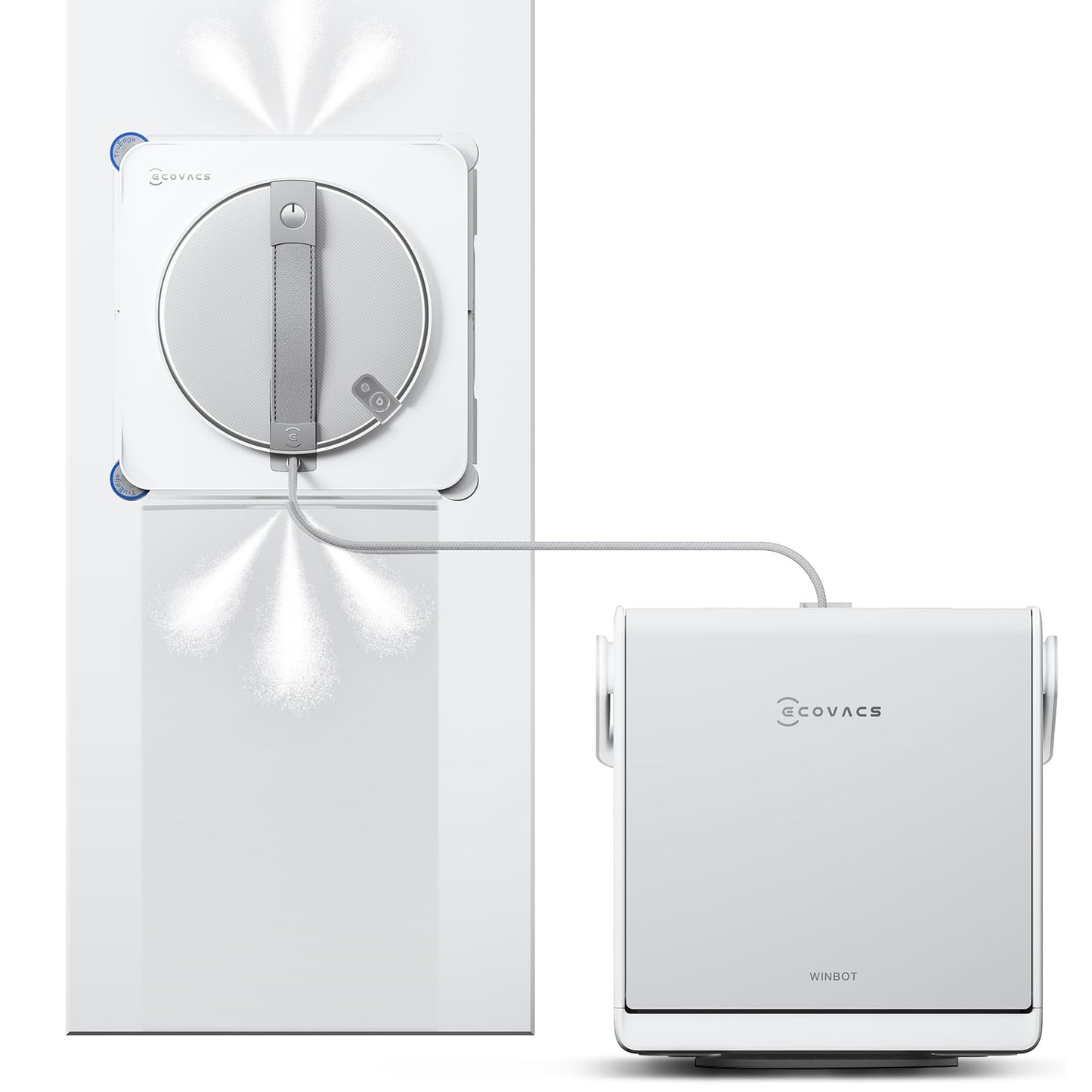 ECOVACS WINBOT W2S Omni Window Cleaning Robot, with 6-in-1 Multifunction Station, TruEdge Edge-to-Edge Precision, Triple Wide-Angle Spray Nozzles, 12-Level Safety System, Dual Power Modes