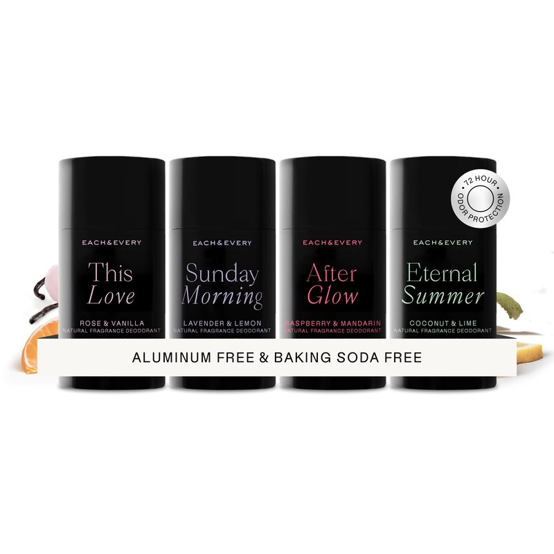 Each & Every Aluminum Free Deodorant for Women & Men – Natural Fragrance 72-Hr Odor Protection, Non-Toxic Deodorant for Sensitive Skin, EWG Verified, Baking Soda Free - Multiple Scents 4 Pack, 2.5oz