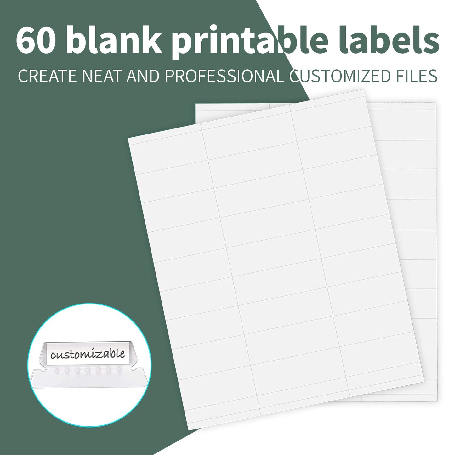 HERKKA Extra Capacity Hanging File Folders, 60 Pack Reinforced Letter Size Hanging Folders with Heavy Duty 0 Inch Expansion, Designed for Bulky Files, Green