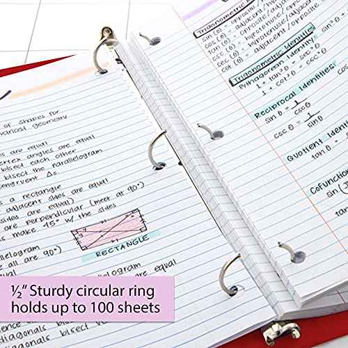 BAZIC Products 3 Ring Binder 1/2" Economy View Binders Organizer - Burgundy, Round Ring, Hold 100 Sheets Paper, for School Office Home, 12-Count