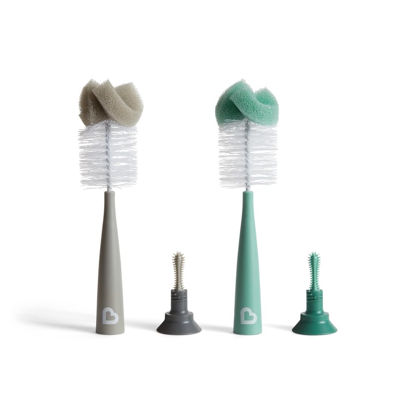Munchkin Sponge Bottle Brush, Grey/Sage, 2 Count (Pack of 1)