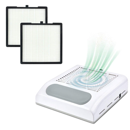 Nail Dust Collector (No Bag Required), 80W Powerful Nail Vacuum dust Collector with 2 Filters, Low Noise dust Extractor for Acrylic Nails & Salon Nail Art(White)