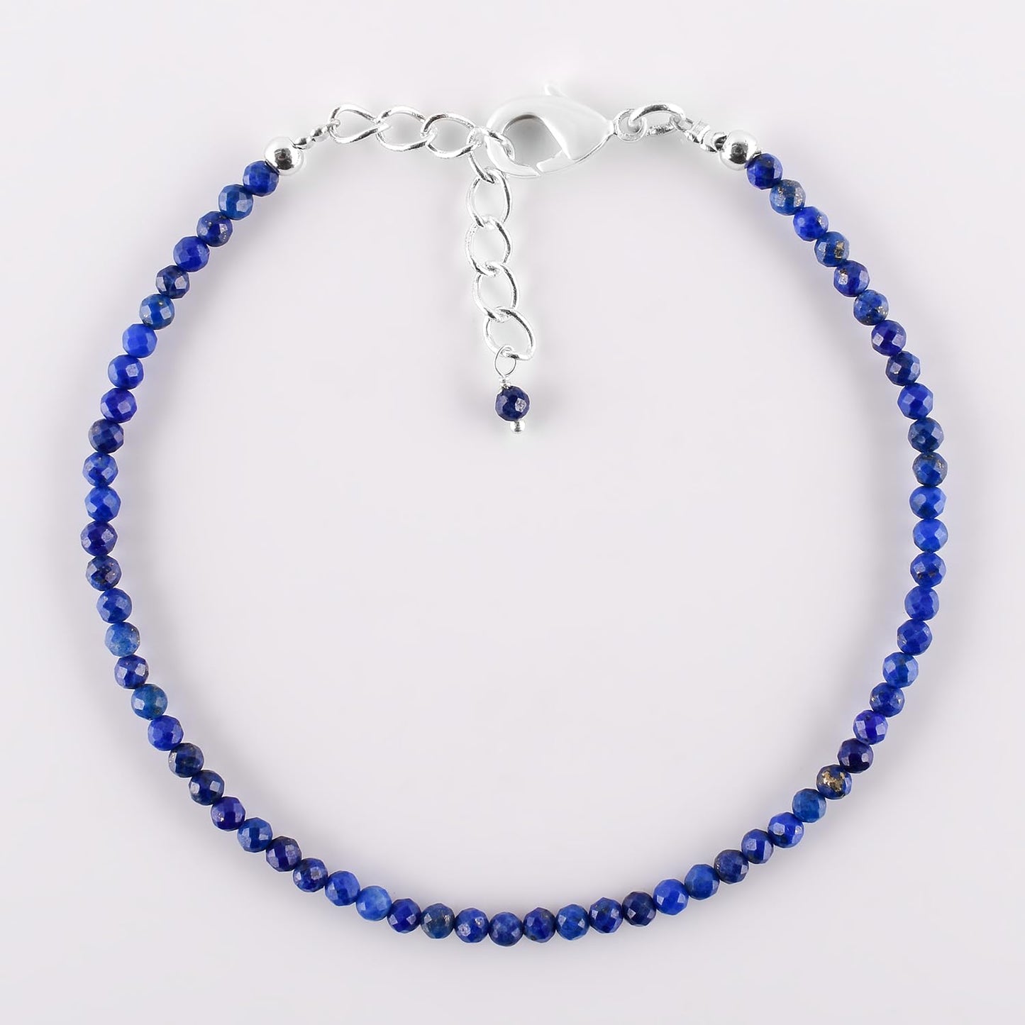 YANARA Lapis Lazuli Bracelets For Women, Natural Blue Beaded Minimalist Handmade Jewelry, Dainty Chakra Energy Crystal, Silver Plated 8 inch Adjustable Chain, Christmas Gifts For Her