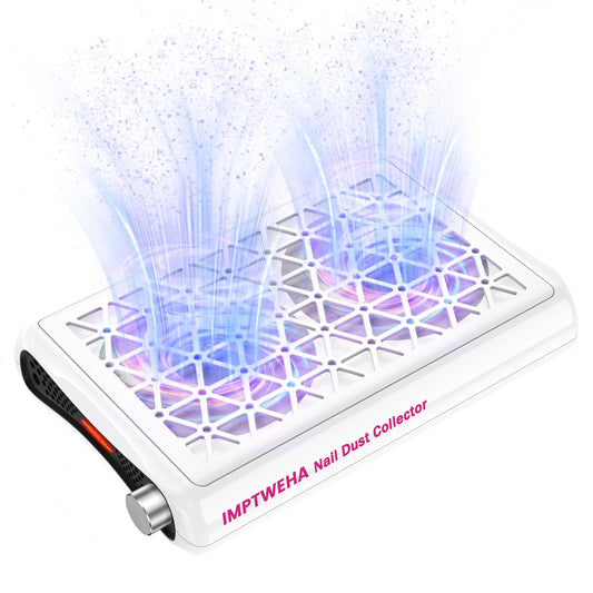 Nail Dust Collector. 1600PA Dust Collector Nail Tech.Nails Dust Collector Machine with LED Display 30 Filter Paper, Suitable for Nail Salons/Home Manicures Acrylic Nail Tools（White）