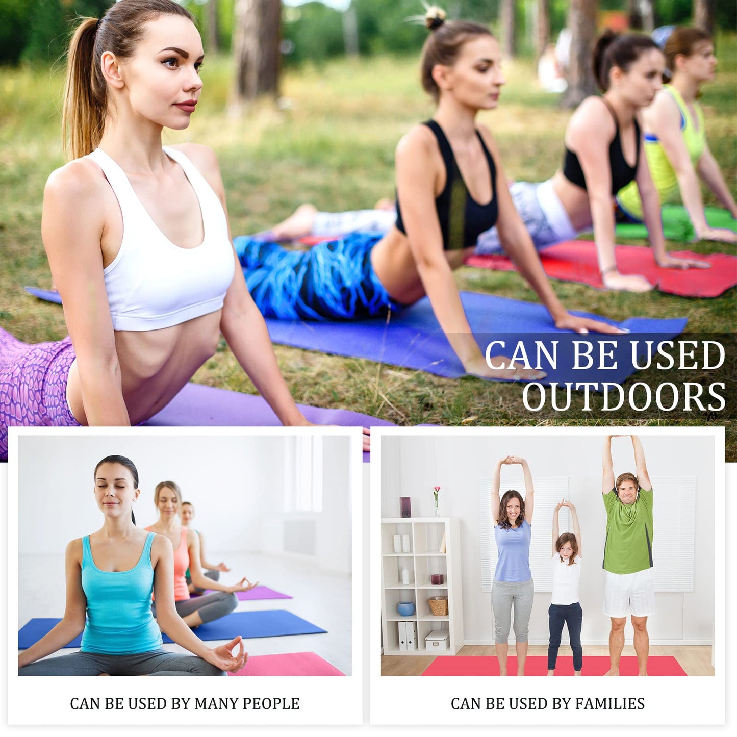 Hoolerry 36 Pieces Yoga Mats Sets Includes 12 Pcs Yoga Mats Bulk 68” x 24” x 6mm Thick Exercise Mat Non Slip 12 Resistance Bands 12 Carrying Straps for Women Girls for Gym Pilates(Bright Colors)