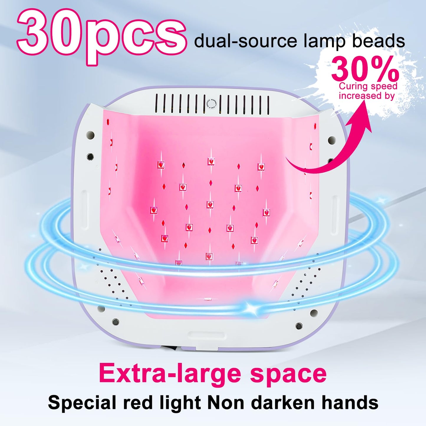 MEKK Cordless UV LED Nail Lamp, 54W UV Light for Gel Nails with Hand-Friendly Red Light, Auto Sensor Professional Flash Cure Lamp with Rotatable LCD Display for Salon and Home, Checkered Design-Purple