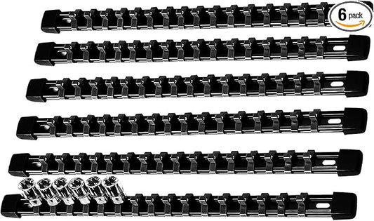 AMM 6-Piece Socket Organizerï¼1/4 inch Drive ABS Tools-Socket Holderï¼Heavy Duty Socket Racksï¼Premium Quality Socket Clip Rail Holderï¼The best tool trays in the garage