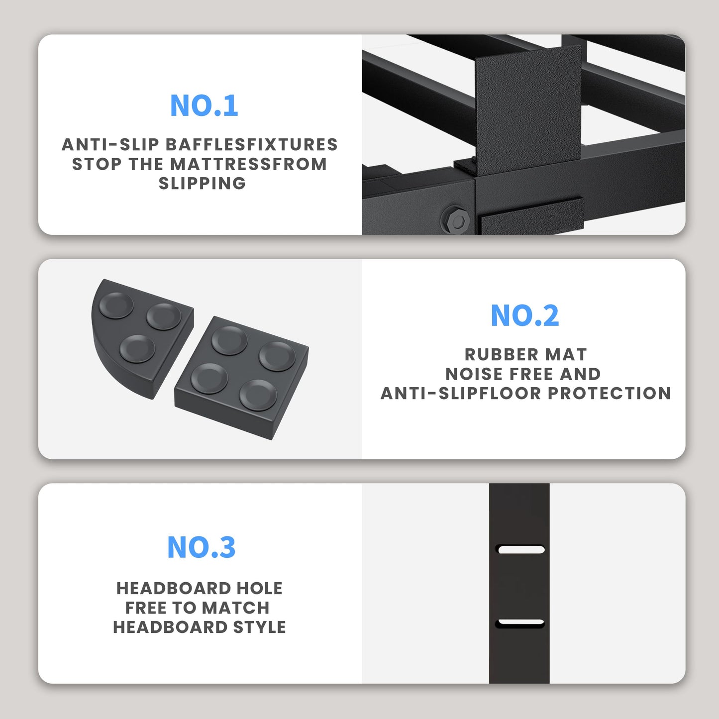 VIPSHOW 20 Inch Full Size Bed Frame, 3500Lbs Heavy Duty Metal Platform with Round Corner Legs Mattress Slide Stopper, Steel Slat Support No Box Spring Needed, Noise Free, Non-Slip, Easy Assembly