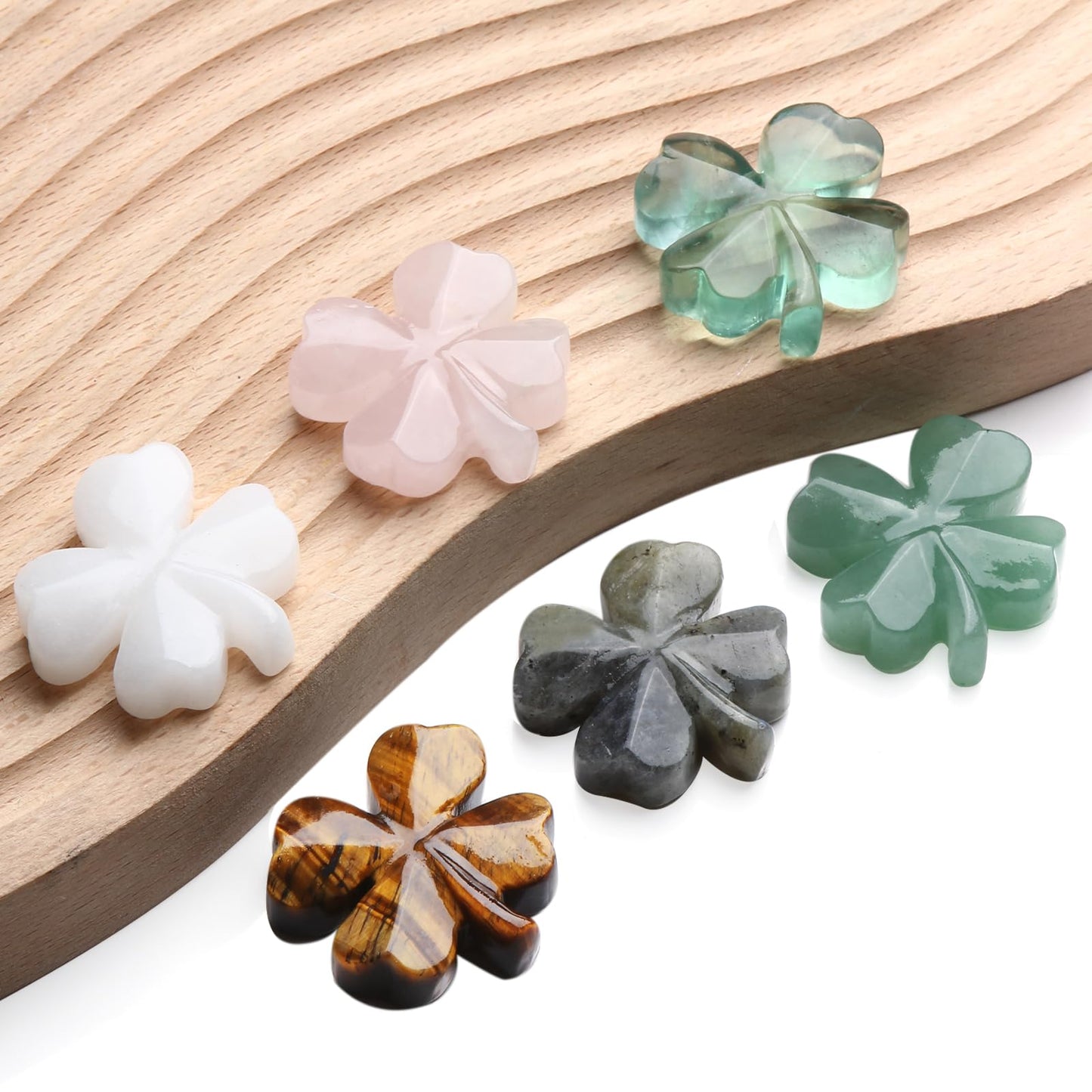 Hguxmcu Natural Green Aventurine Four Leaf Clover - Feng Shui Lucky Crystal for Love Positivity, Polished Healing Stone Decor, Birthday Gift for Her Gift for Women Men