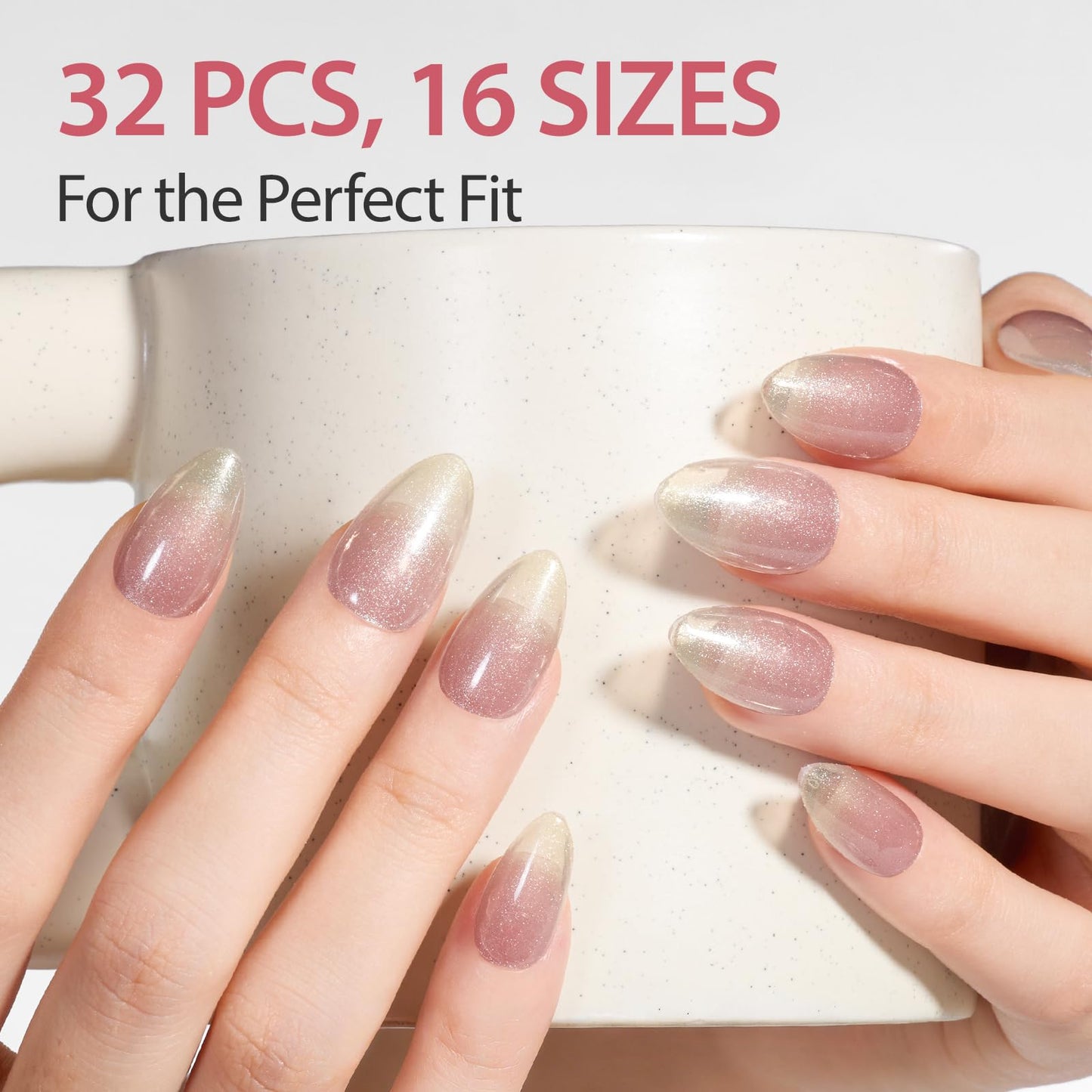 Makartt Semi Cured Gel Nail Strips Kit 2 Packs – Real Gel, Hema & TPO Free, 16 Sizes Anti-Lift Design, UV Required, Long Wear, Dual-Ended Tool & Prep Kit (Nude Fine Glitter)