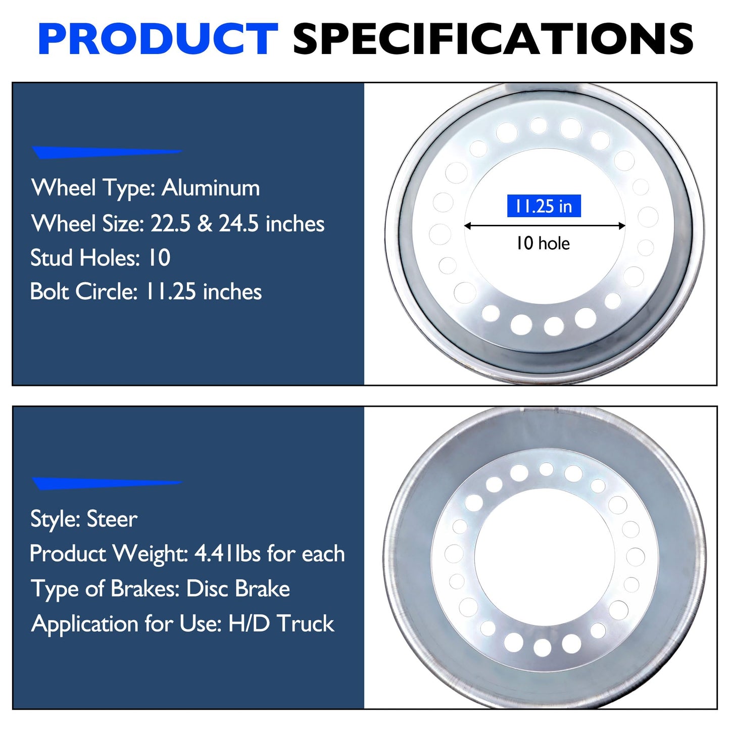 Misakomo 800-822 Wheel Balancers Fit for 22.5-24.5" Wheels, Automatic Steer Wheel Balancers for Heavy Duty Semi Trucks 2PCS Aluminum