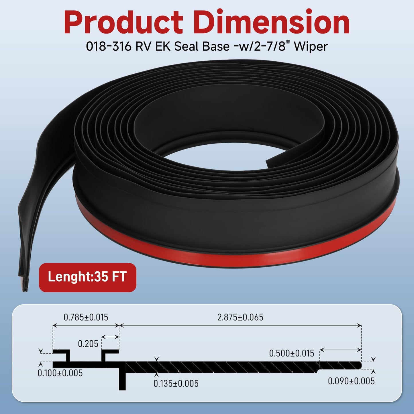 RV Slide Out Seal Kit 018-316 EK Base with 2-7/8" Wiper & 018-312-EKD,1/2' * 3.66" * 35’ Clip Base & 1' * 15/16" * 35' D-Seal,Travel Trailer Weather Stripping,Black Rubbers for RV Slideout System