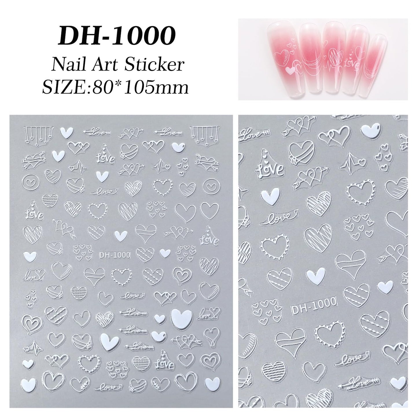 7 Sheets Heart Nail Stickers for Nail Art Valentine’s Day Nail Decals 5D Self-Adhesive Coloful Metal Heart Nail Design Valentines Day Nails Supplies for Women Girls DIY Nail Art Decor