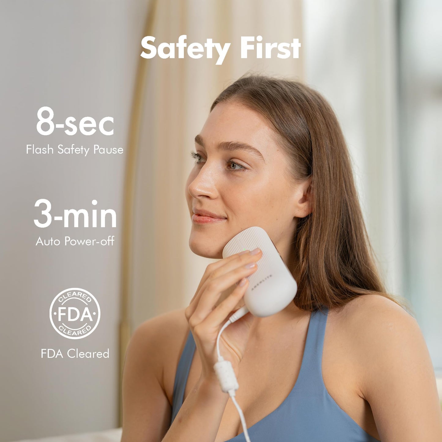 Aberlite Luxe - IPL Laser Hair Removal Device for Women & Men - Painless w/Sapphire Cooling, Double Pulse, Auto Scan, 4 Modes, 5 Intensity Levels - At Home Intense Pulsed Light (IPL) System (White)