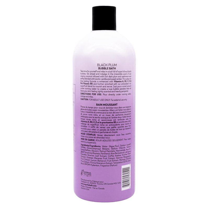 Vitabath Black Plum Bubble Bath Rich Foaming Soak - Moisturizing & Nourishing Indulgent Suds for Women & Men All Skin Types - 33.8 fl oz 1L