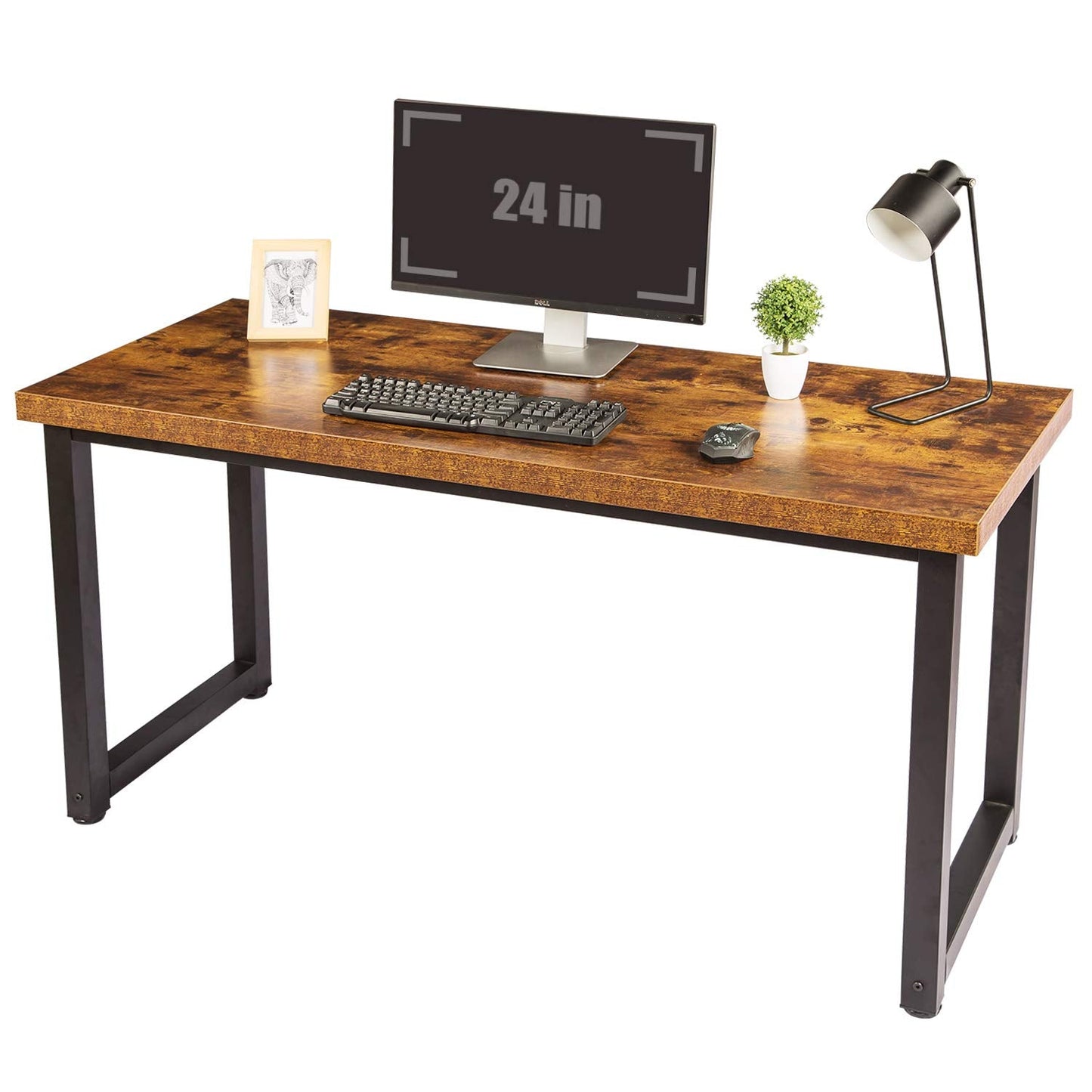 TOPSKY Computer Desk 59 inch Large Office Desk, Gaming Desk Writing Desk, Large Legroom, Metal Frame, 1.88" Thickness Desktop (Rustic Brown)