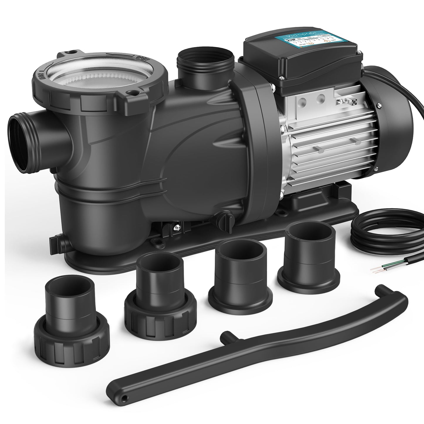 VIDAPOOL In/Above Ground Pool Pump, Self Primming High Flow (with Timer, 2HP, 8120 GPH, 220V)