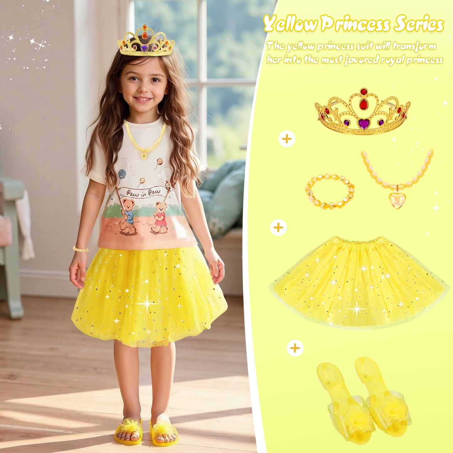 Meland Princess Dress Up for Girls - Princess Toy Gift for Toddler Kids Girl Age 3,4,5,6 Year Old for Birthday Christmas Halloween