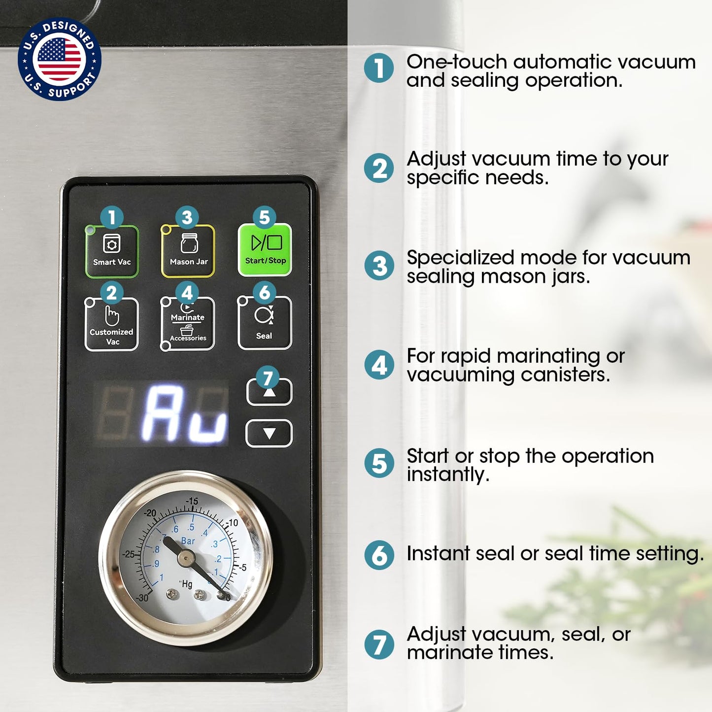 Vesta Precision 12” Chamber Vacuum Sealer, Smart Auto Vacuum Time, Easy-to-Clean System, Commercial-Grade Pump, Deep Chamber for Liquids, Meats, Mason Jars & Sous Vide, V553