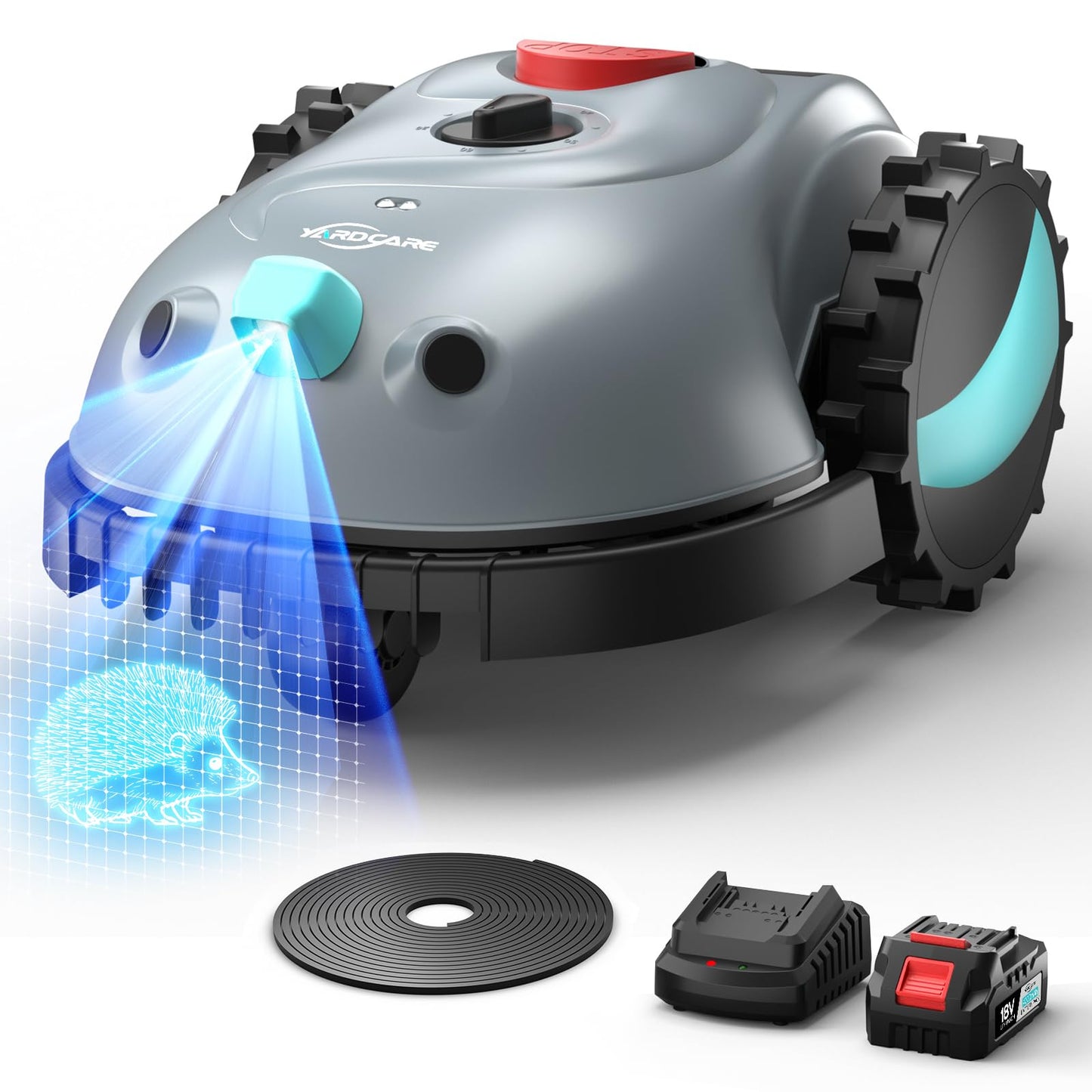 YARDCARE V100 Robot Lawn Mower with HD Vision Navigation, Smart Obstacle Detection, Collision Sensors, Adjustable Cutting Height, Low-Noise Operation—Perfect for Small Lawns up to 1,600 sq ft.