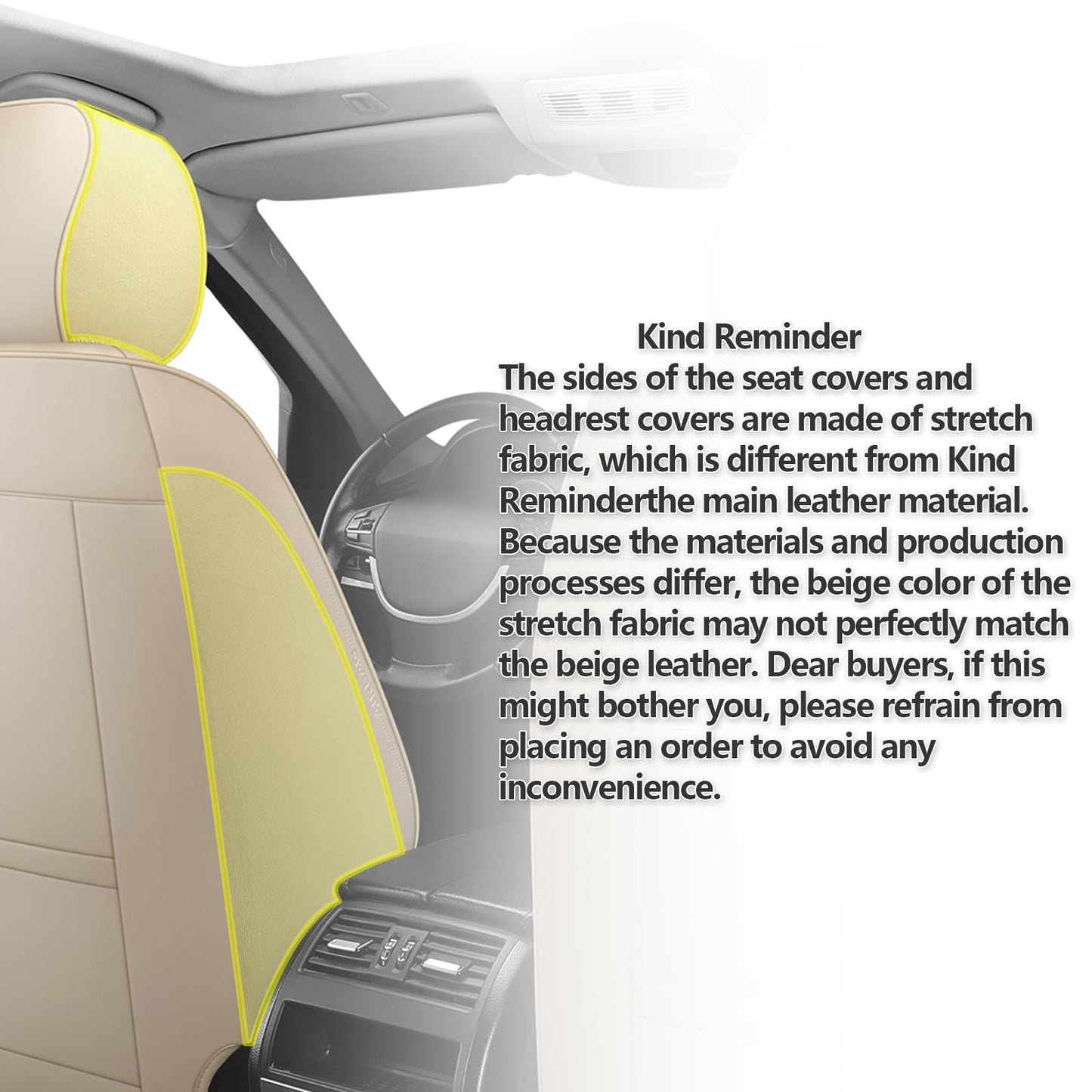 hoozoom Leather Car Seat Covers Full Set Breathable Automotive Seat Covers Waterproof Seat Protectors Universal Fit for Most Automotive Cars SUV Trucks(Beige, Full Set)