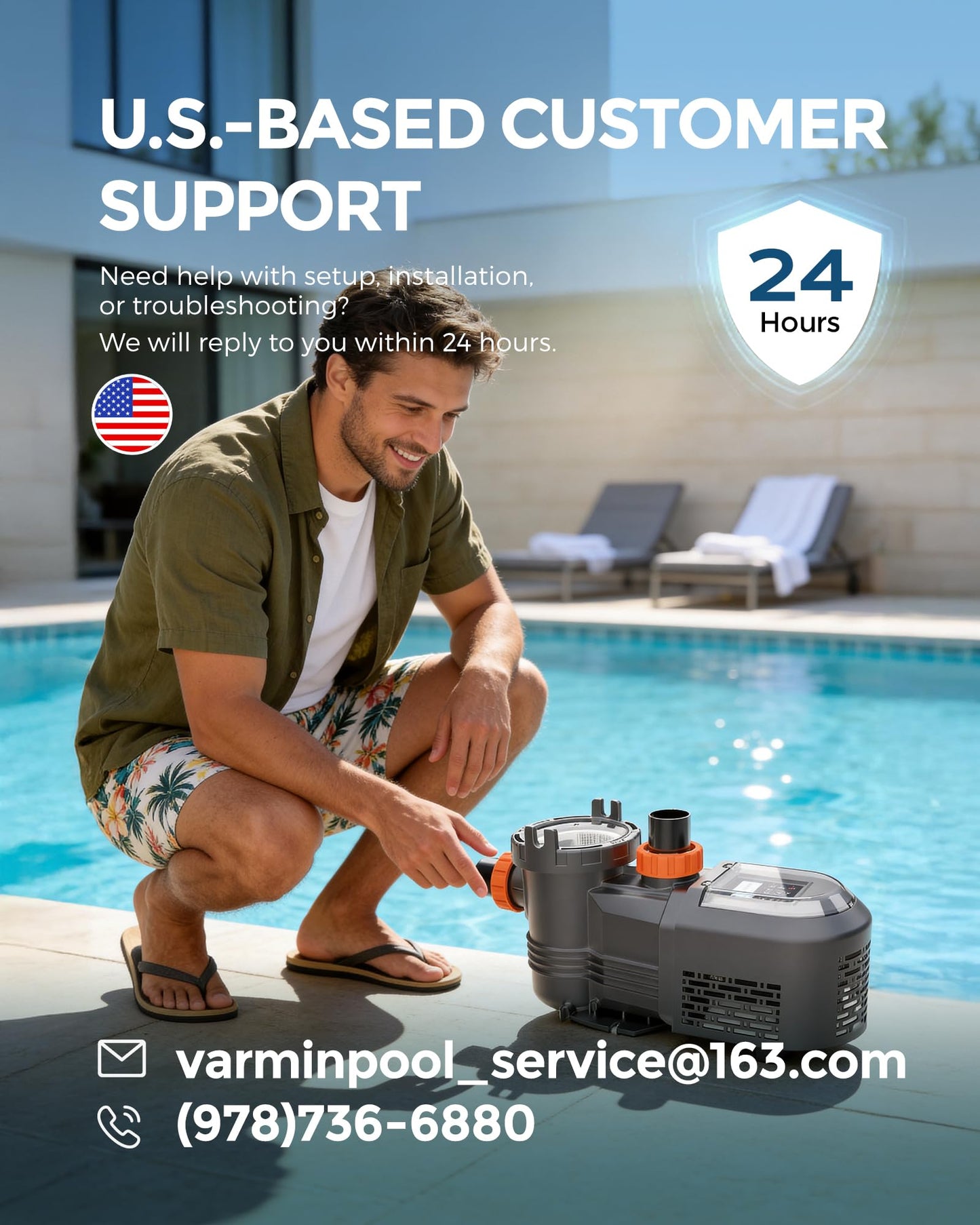 VARMINPOOL Variable Speed Pool Pump Inground, 2.5HP, 10567GPH High Flow Energy Efficient Pool Pump for Above Ground Pool, Programmable Timer, Rain Cover, 220V, Large Filter Basket