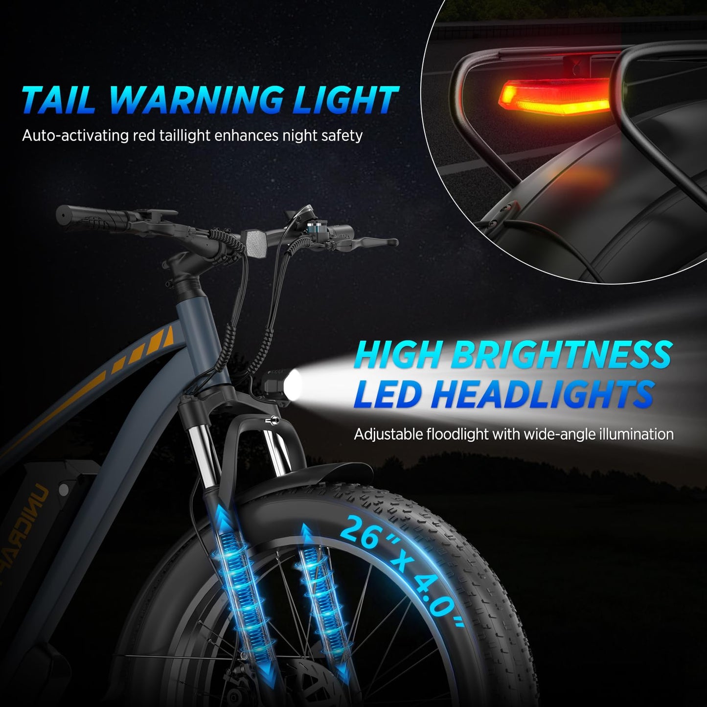 1000W Electric Bike for Adults, 7 Speed Ebike with 26" Fat Tire, Max 30MPH & 50 Miles, 48V 18.2Ah Battery, Hydraulic Disc Brake, All-Terrain Moped Style Ebike for Snow, Mountains, Sand, Road