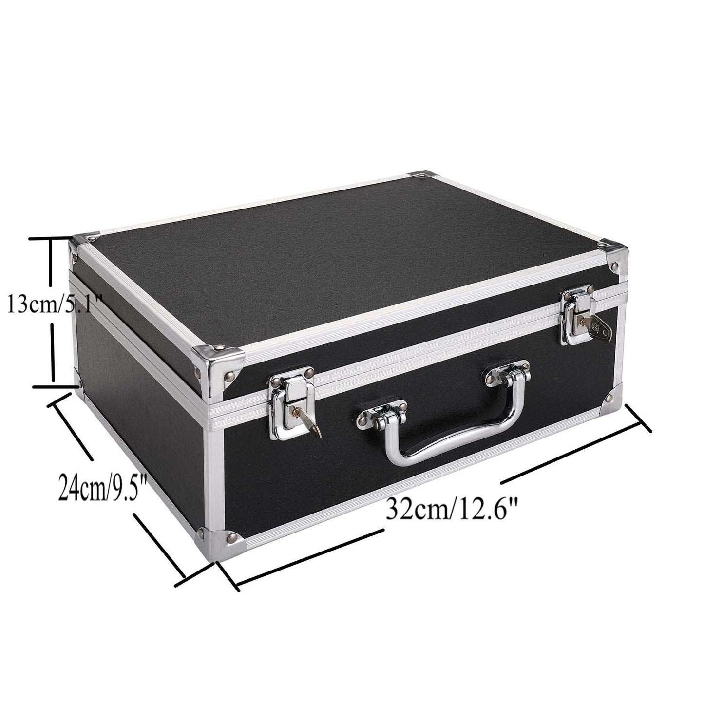 Tattoo Kit Box Case,Tattoo Case Organizer 12.6" x 9.5" x 5.1" W/Lock Machine Carrying Box,Aluminum Alloy with Sponge for Machine