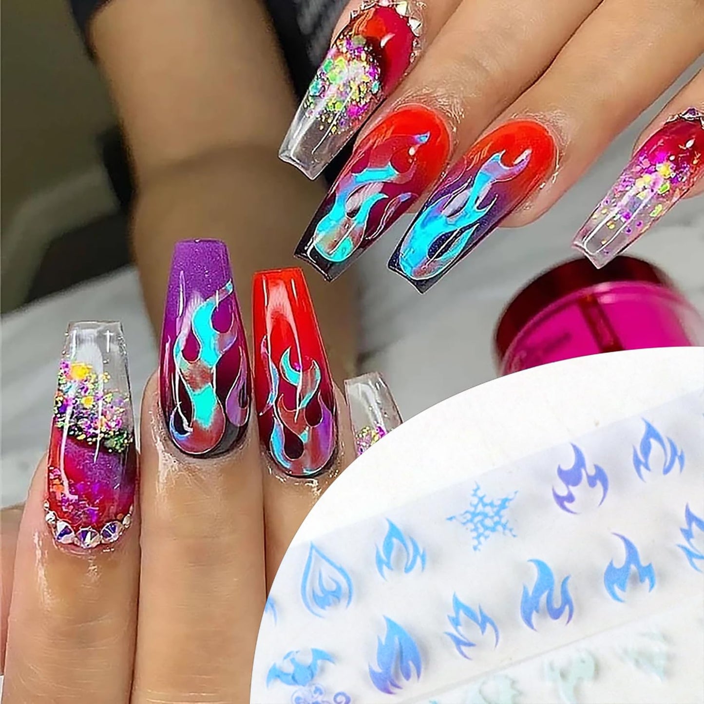 Nail Foil Transfer, DANNEASY 30 Roll Nail Foils Sheet Gold Metallic Flame Laser Design Nail Art Stickers Decals Holographic Starry Sky Foil Transfer for Women Kids