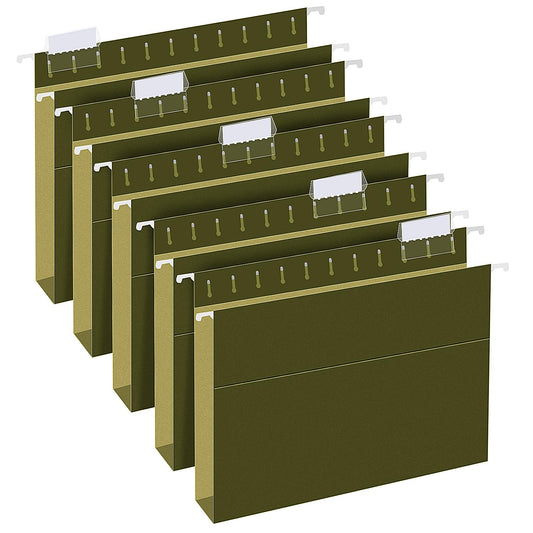Extra Capacity Hanging File Folders, RAZCC 30 Pack Letter Size Reinforced Hanging Folders with Heavy Duty 1 Inch Expansion for Bulky Files, Filing Cabinet, Adjustable Tabs, Green