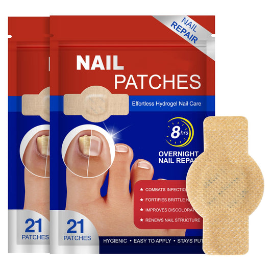 Fungal Nail Patches 42 PCS, Toenail Treatment Extra Strength 8-Hour Overnight Nail Fast Acting Repair Effortless Hydrogel Nail Care and Repair for Damaged Nails Overnight Renewal for Men and Women