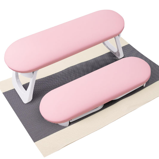 Subay Nail Arm Rest, Foldable PU Leather Manicure Hand Rest for Acrylic Nails Cushion Hand Holder, Nail Arm Rest Pillow Nail Art Tool for Nails Tech Manicure Pedicure Salon Home Use - Pink