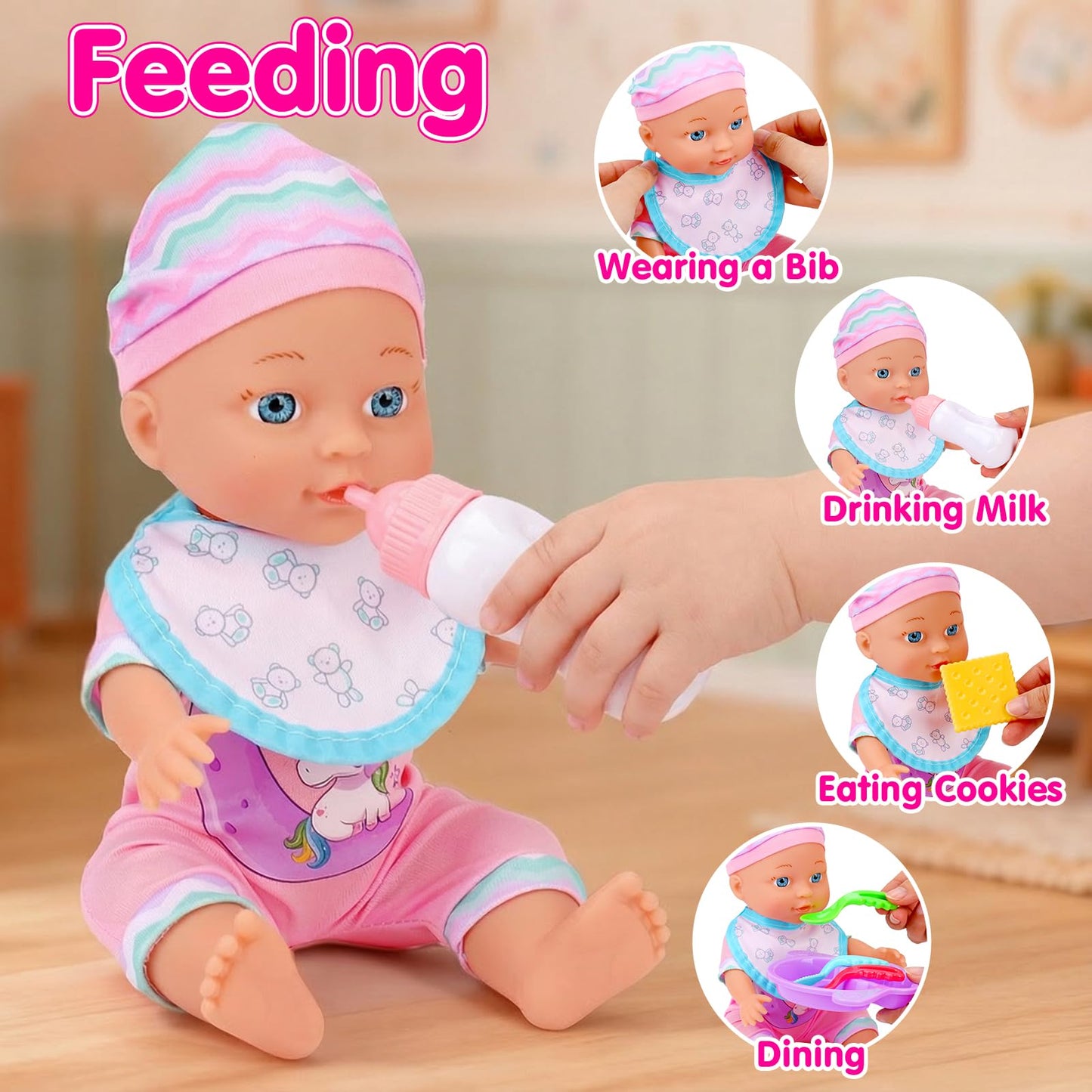 Baby Doll Stroller Set Toys for Girls Toddlers 3-5 4-6 5-7, Baby Doll Playset with 11" Doll, Bathtub and 20PCS Baby Doll Accessories, Baby Stroller Toys for 2 3 4 5 Year Old Girls Birthday Gifts