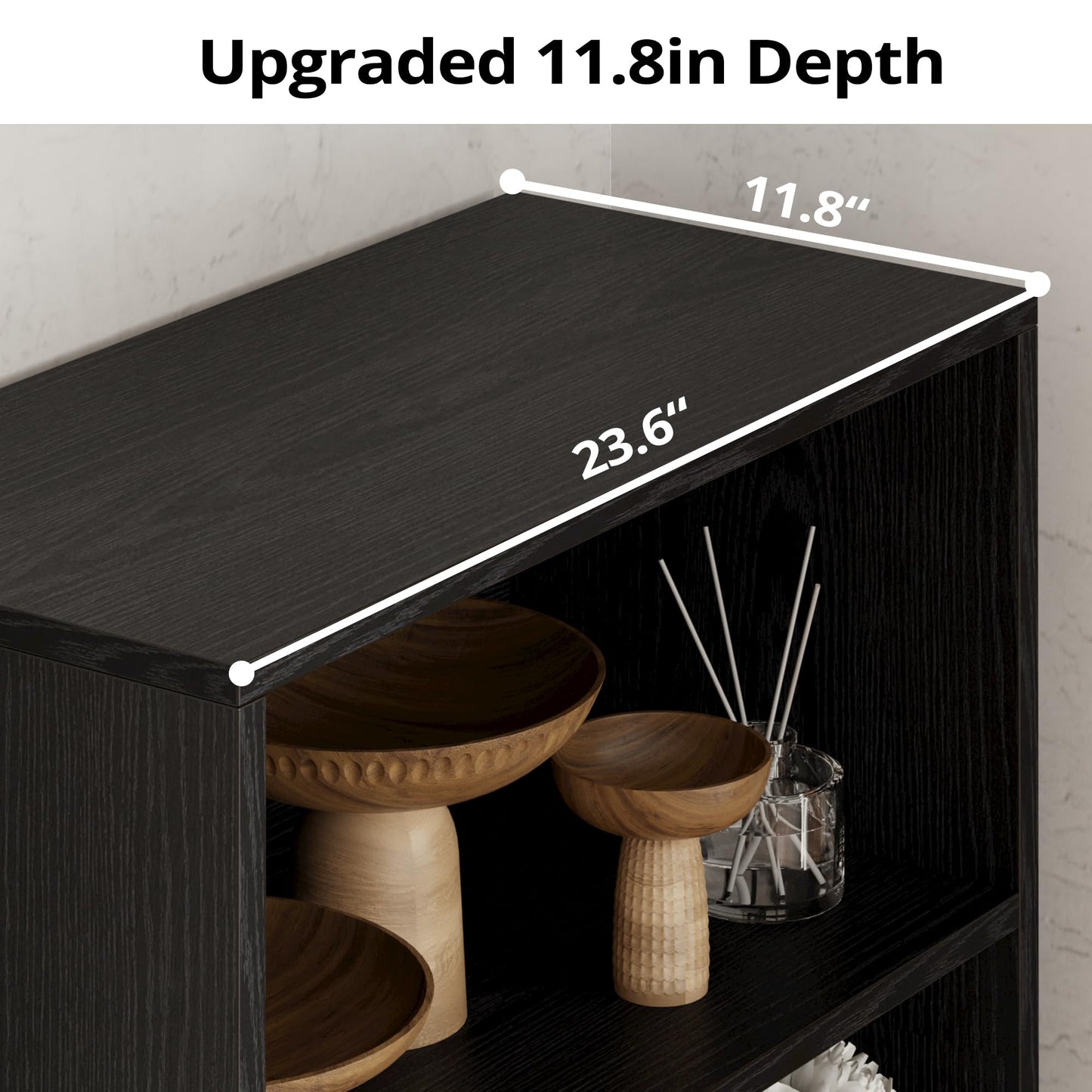 IRONCK Industrial Bookshelves and Bookcases with Doors 11.8 in Depth Floor Standing 5 Shelf Display Storage Shelves Bookcase Home Decor Furniture for Home, Office, Living Room, Bedroom