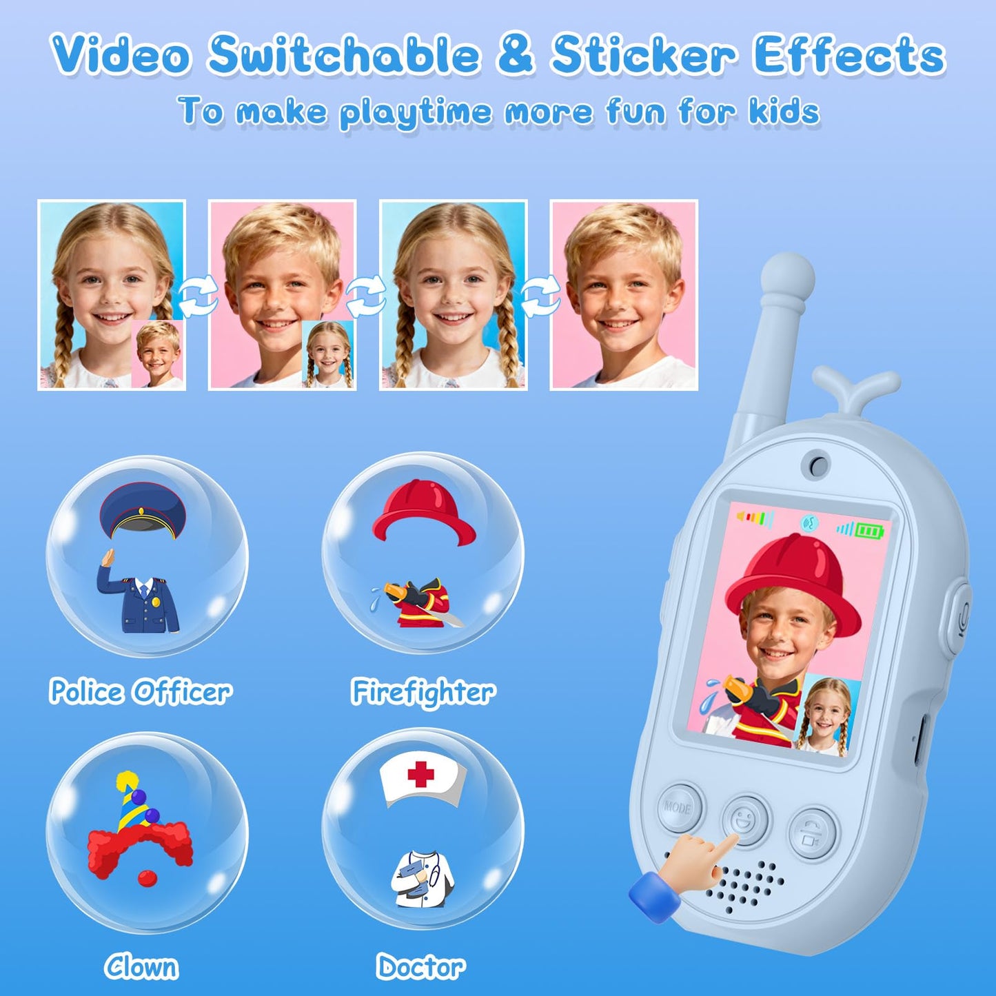 Video Walkie Talkies for Kids Toys - 2 Pack Rechargeable Walkie Talkie with Camera,Long Range 2 Way Radio for Outdoor Camping Games,Christmas Birthday Gifts for Boys Girls Age 3-12(Pink+Blue)