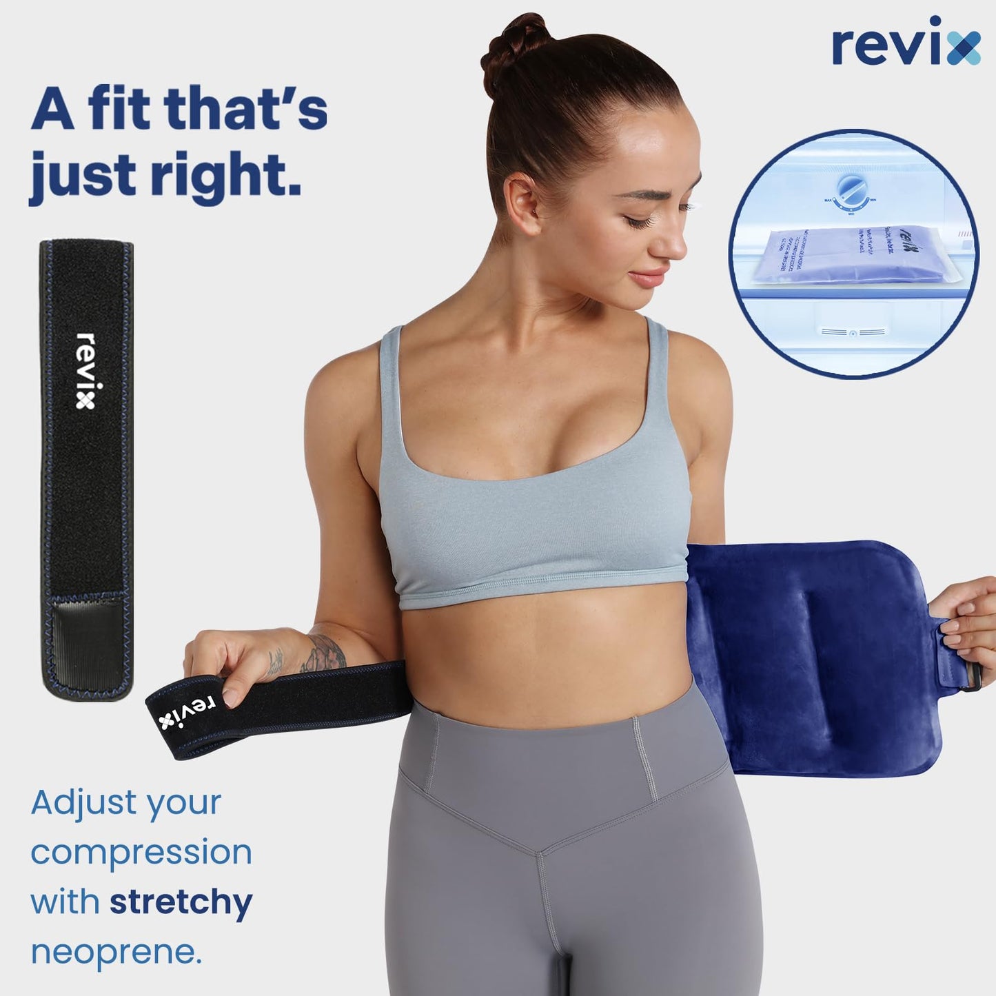 REVIX Ice Pack for Injuries Reusable Gel for Lower Back, Cold Packs for Back Shoulder, Elbow, Hip, Leg, Wrap Around Entire Knee, Soft Cold Compress,16 × 9" Navy"
