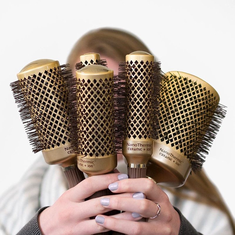 Olivia Garden NanoThermic Ceramic + Ion Round Thermal Hair Brush - Not Electrical - Professional Blowout Brush for Normal to Thick Hair, NT-64 2 3/4"