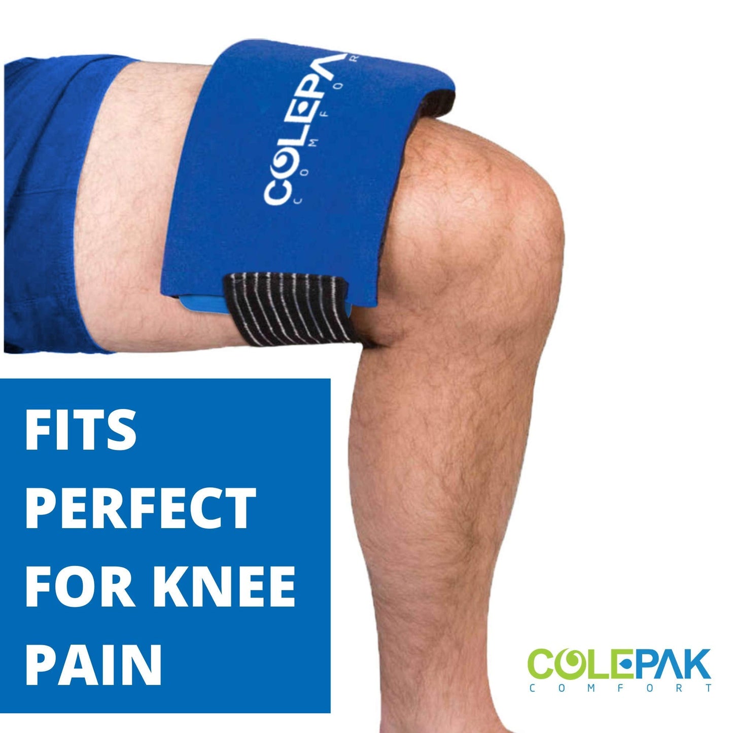 ColePak Comfort Ice Pack Sleeve - 5.5" x 9.5"" Pouch Holder with Wide Elastic Strap (Ice Pack Not Included) Blue"