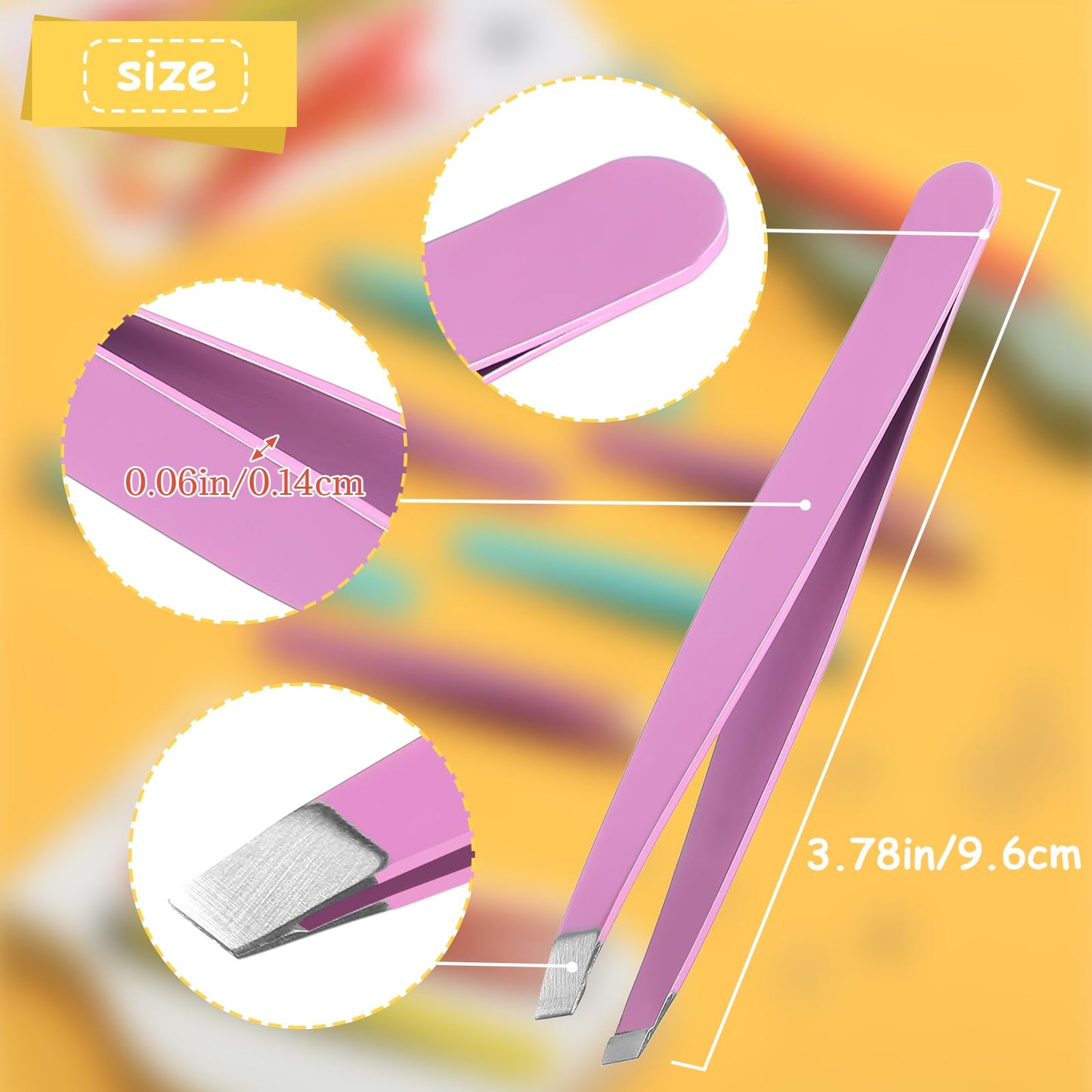 Maitys 16 Pieces Slanted Eyebrow Tweezers Stainless Steel Tip Precision Tweezers Bulk for Women and Men Personal Care Ingrown Hair, Facial Hair and Lash Extension