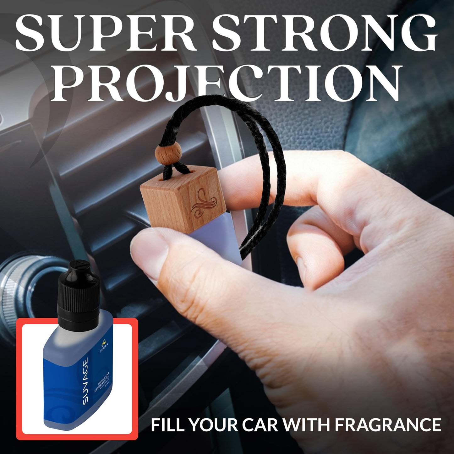 Solvère Gift Set with Refill Bottle | Automotive Air Fresheners with Solvère Fragrance | Strong Car Perfume | Odour Eliminating Car Air Fresheners by Perfa