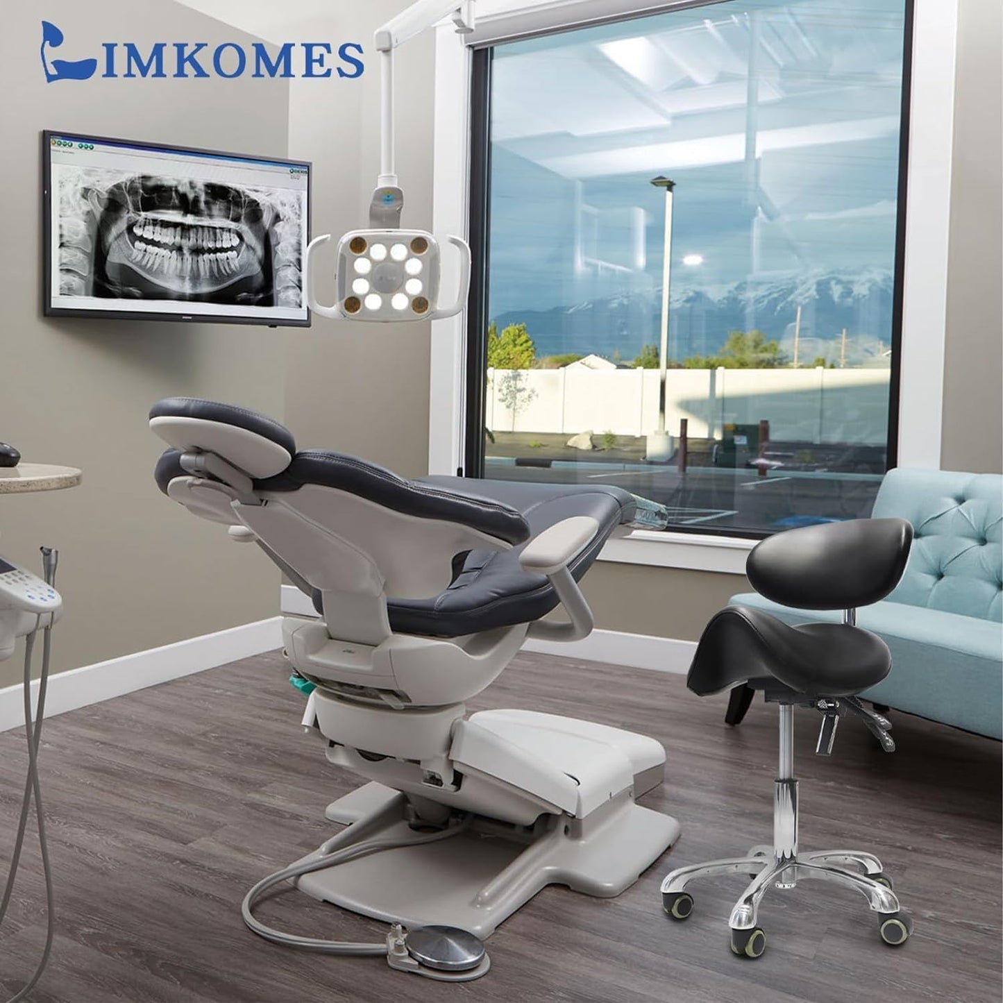 LIMKOMES Saddle Stool with Wheels,3-Way Function Rolling Stool with Back Support,Ergonomic Stool Saddle Stool for Hair Stylist for Dentist Salon Tattoo(Black)