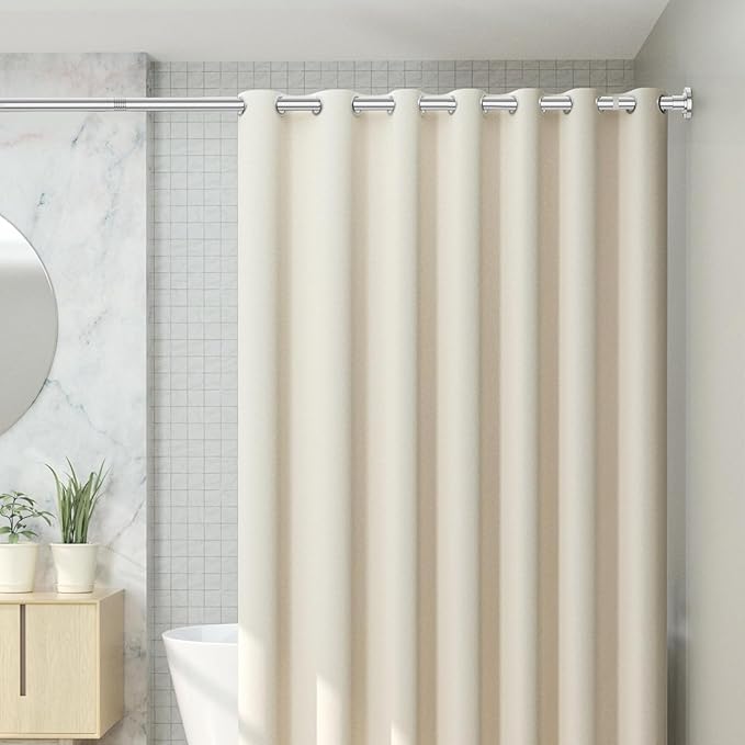 CorkLatta Chrome Shower Curtain Rod 31 to 104 Inch,1 Inch Diameter Adjustable Spring Tension Curtain Rod No Drilling Stainless Steel Telescoping Rod,No Rust