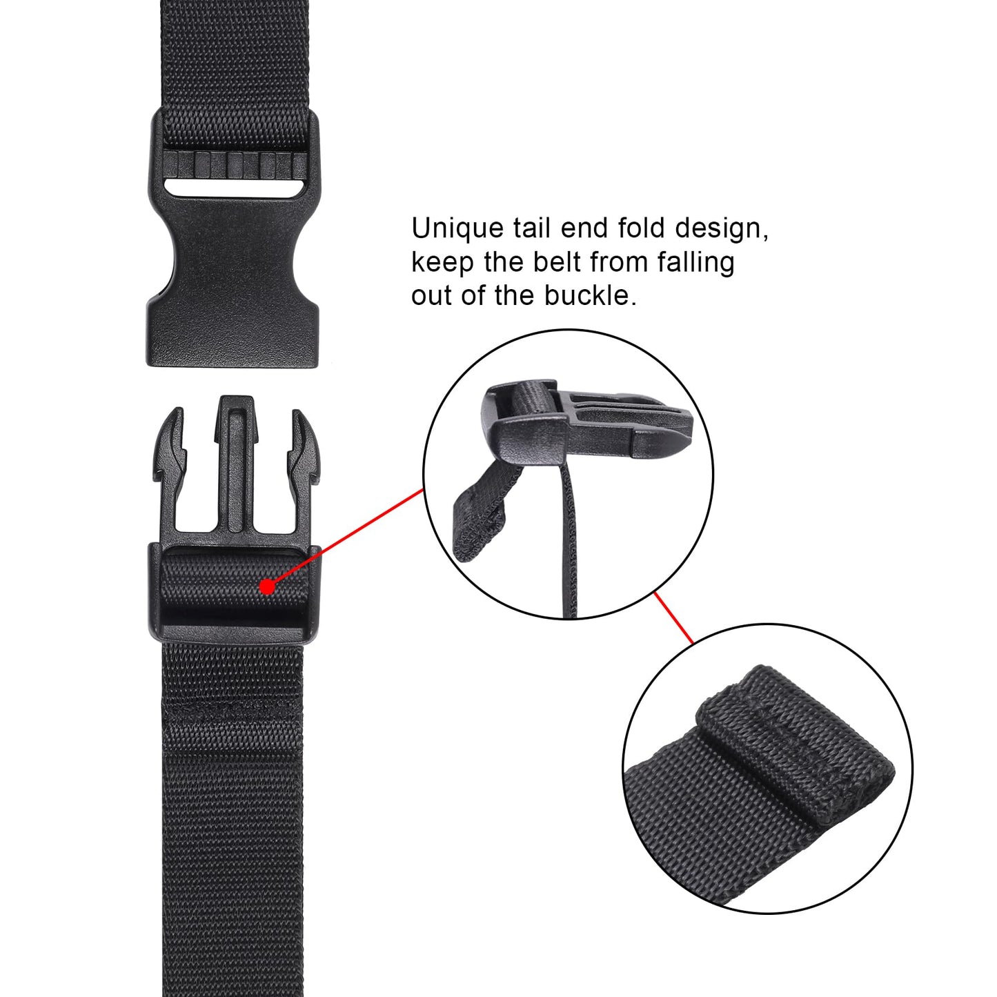 Vigorport Utility Straps Quick Release Nylon Backpack Accessory Bag Strap,Adjustable for Hiking,Travel,Outdoor Sports-4 Pack (Black, 0.75" W-40 L)"
