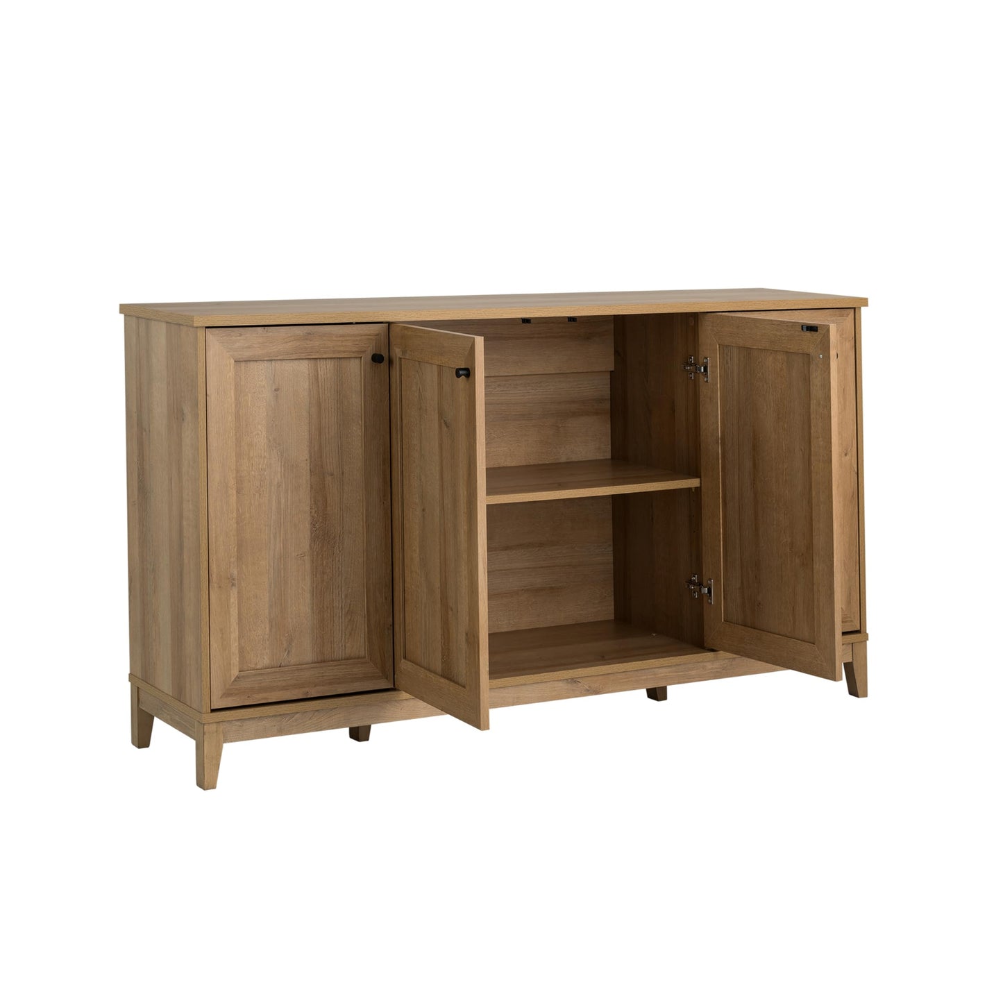 Prepac Yaletown 4 Panel Door Console Table with Storage, Oak Storage Cabinet with Doors and Shelves, Sideboard Storage Cabinet 60" W x 32" H x 16" D, OCBG-2220-1