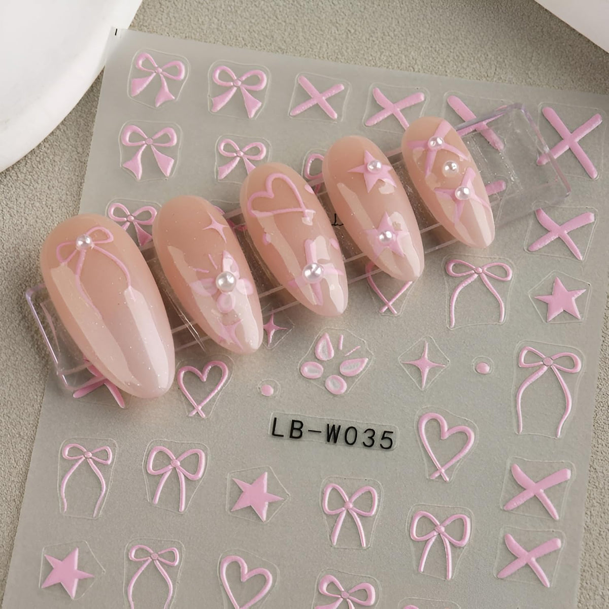 12 Sheets Bow Nail Stickers for Nail Art White Red Pink Bow Nail Decals 3D Self Adhesive Heart Nail Art Stickers Bow Nails Art Supplies for Women Girls
